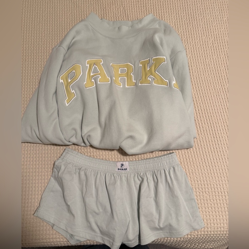 Parke Birthday Varsity Mockneck and shorts